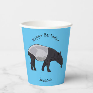 Vasos De Papel ilustración de dibujos animados de tapir