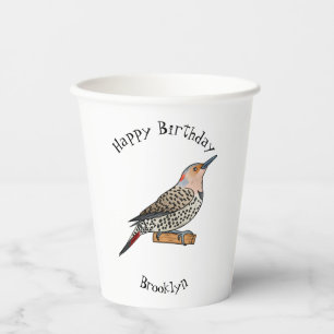 Vasos De Papel Ilustración de dibujos animados del pájaro carpint