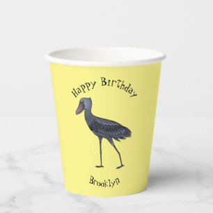 Vasos De Papel Ilustración de dibujos animados del pájaro zapato