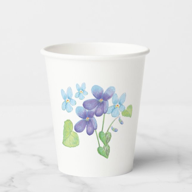 Vasos De Papel Ilustracion de flores violetas silvestres (Anverso)