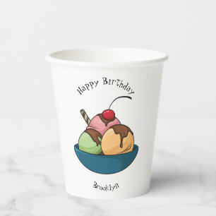 Vasos De Papel Ilustracion de helado personalizado