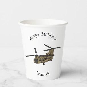 Vasos De Papel Ilustracion de helicópteros militares de Chinook