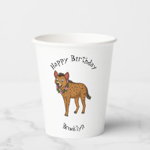 Vasos De Papel Ilustracion de hiena y flores personalizado