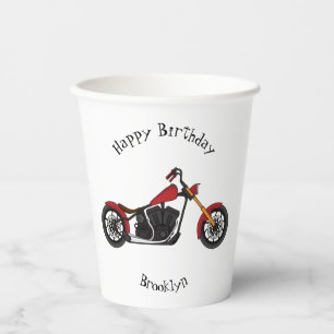 Vasos De Papel Ilustracion de motocicleta estilo helicóptero