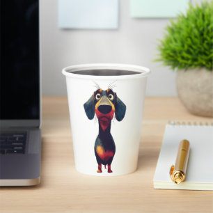 Vasos De Papel Ilustración de personaje caprichoso de dachshund