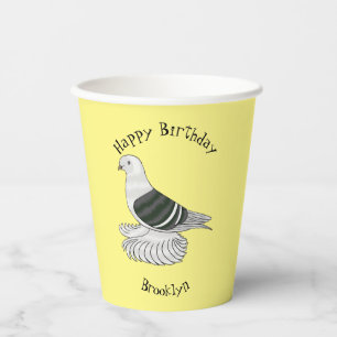 Vasos De Papel Ilustracion de personalizado de ave de pichón Escu