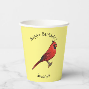 Vasos De Papel Ilustracion de personalizado de aves cardinales de