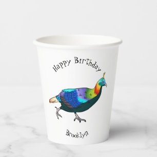 Vasos De Papel Ilustracion de personalizado de aves monales del H