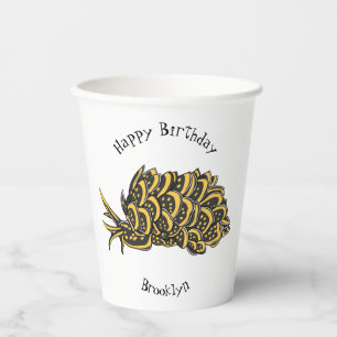 Vasos De Papel Ilustracion de personalizado de babuena dorada de 