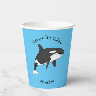 Vasos De Papel Ilustracion de personalizado de ballenas asesina