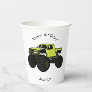 Vasos De Papel Ilustracion de personalizado de camión de monstruo