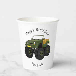 Vasos De Papel Ilustracion de personalizado de camión monstruo ve