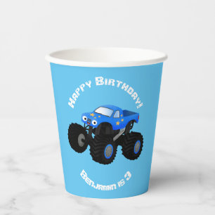 Vasos De Papel Ilustracion de personalizado de camión monstruoso 
