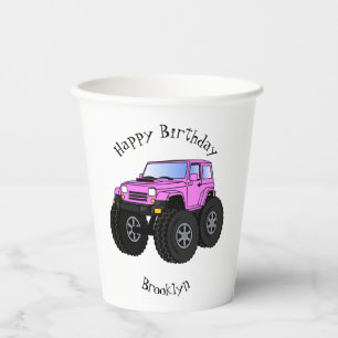 Vasos De Papel Ilustracion de personalizado de camiones gigantes