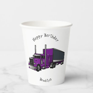 Vasos De Papel Ilustracion de personalizado de camiones semirremo