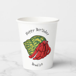 Vasos De Papel Ilustracion de personalizado de cangrejo ermitaño