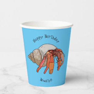 Vasos De Papel Ilustracion de personalizado de cangrejo ermitaño