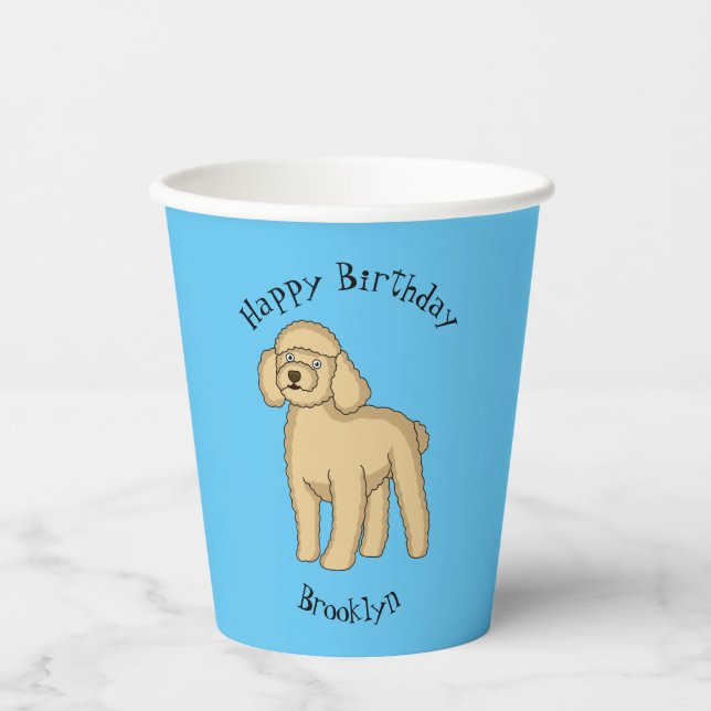 Vasos De Papel Ilustracion de personalizado de caniche marrón fel (Anverso)
