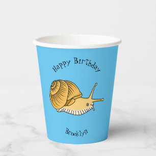 Vasos De Papel Ilustracion de personalizado de caracol amarillo