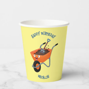 Vasos De Papel Ilustracion de personalizado de carretilla naranja