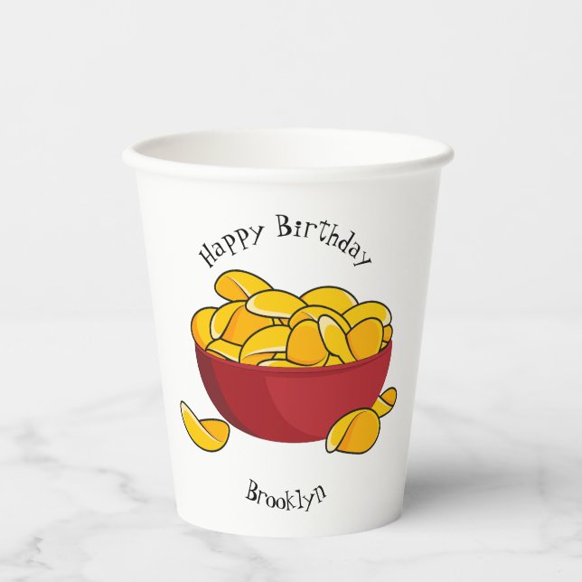 Vasos De Papel Ilustracion de personalizado de chips de papa (Anverso)
