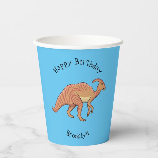 Vasos De Papel Ilustracion de personalizado de dinosaurios de par (Anverso)