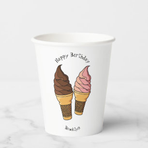 Vasos De Papel Ilustracion de personalizado de helado de cono