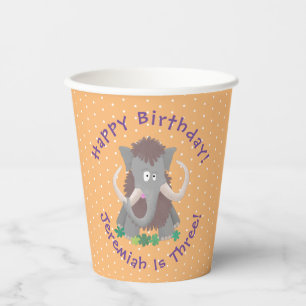 Vasos De Papel Ilustracion de personalizado de mamut bobo gracios