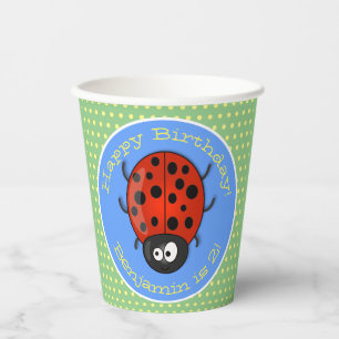 Vasos De Papel Ilustracion de personalizado de mariquita roja fel