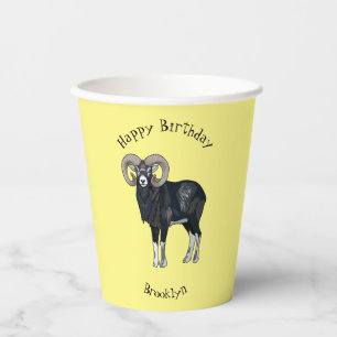 Vasos De Papel Ilustracion de personalizado de ovino Mouflon
