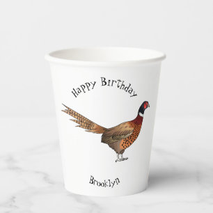 Vasos De Papel Ilustracion de personalizado de pájaro de cuello a