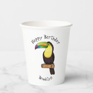 Vasos De Papel Ilustracion de personalizado de pájaros toscanos c
