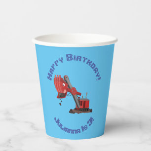 Vasos De Papel Ilustracion de personalizado de pala de vapor roja