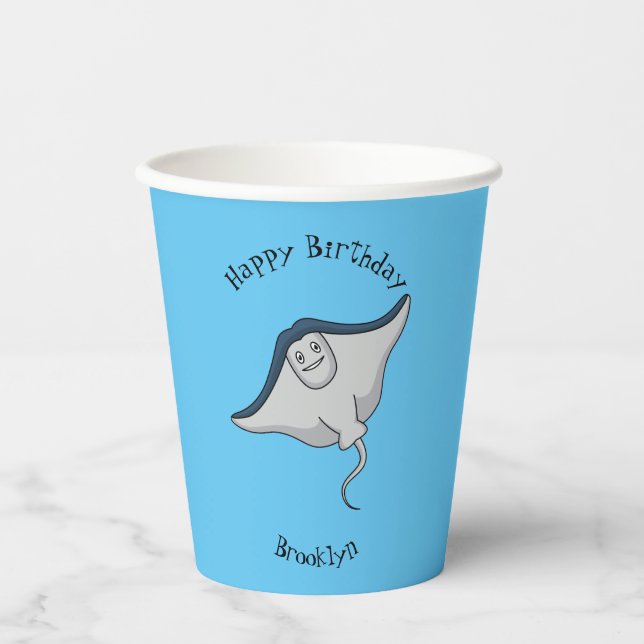 Vasos De Papel Ilustracion de personalizado de pescado de Stingra (Anverso)