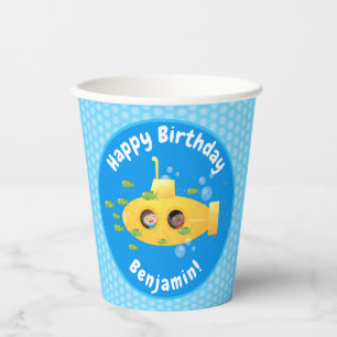 Vasos De Papel Ilustracion de personalizado de pescado submarino