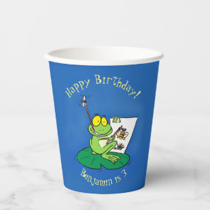 Vasos De Papel Ilustracion de personalizado de rana verde lindo