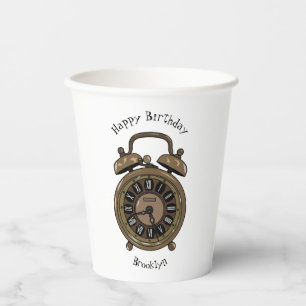 Vasos De Papel Ilustracion de personalizado de reloj de alarma