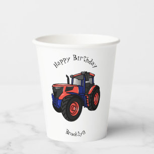 Vasos De Papel Ilustracion de personalizado de tractores