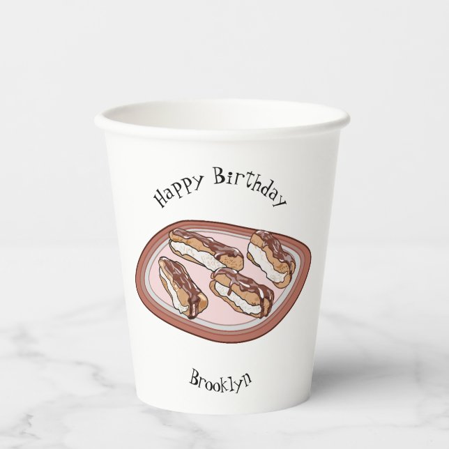Vasos De Papel Ilustracion de personalizado eclair de chocolate (Anverso)