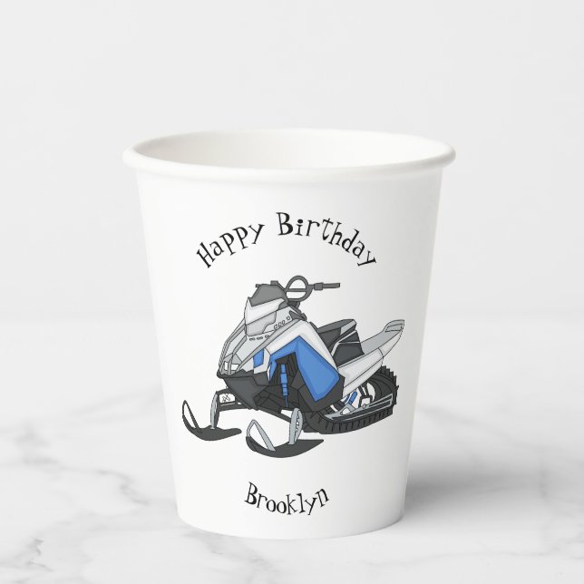 Vasos De Papel Ilustracion de personalizado para motos de nieve (Anverso)