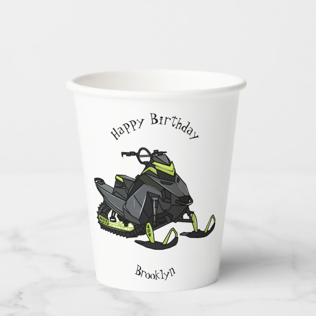 Vasos De Papel Ilustracion de personalizado para motos de nieve (Anverso)