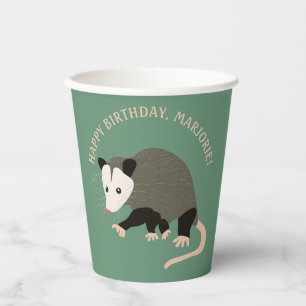 Vasos De Papel Ilustracion de posum lindo verde claro personaliza