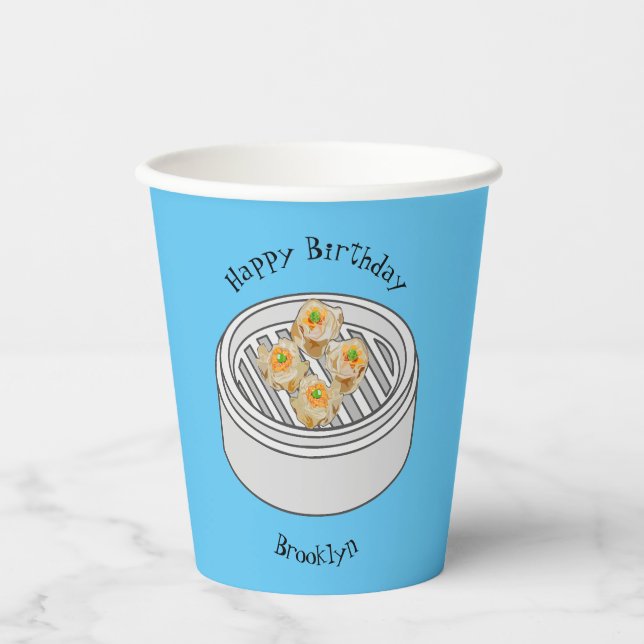 Vasos De Papel Ilustracion de Shumai dim sum personalizado (Anverso)