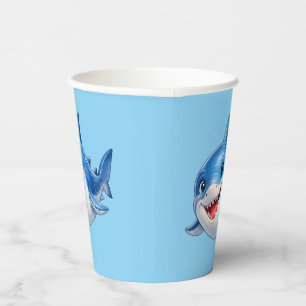 Vasos De Papel Ilustración de tiburón lindo con ojos grandes Anim