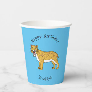Vasos De Papel Ilustracion de tigre con dientes de saber