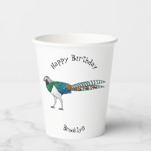 Vasos De Papel Ilustracion del faisán de Lady amherst