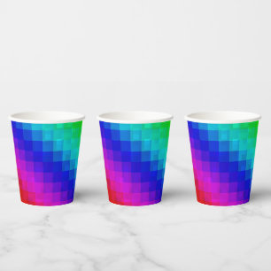 Vasos De Papel Ilustración del mezaic arcoiris caliente,