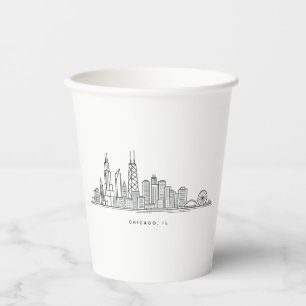 Vasos De Papel Ilustración del paisaje urbano de Chicago IL