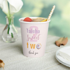 Vasos De Papel Ilustración en acuarela de donut con rociado de co