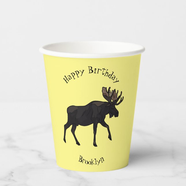 Vasos De Papel Ilustracion Moose personalizado (Anverso)